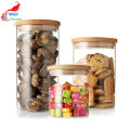 High quality borosilicate glass jar with bamboo lid Storage-123RL